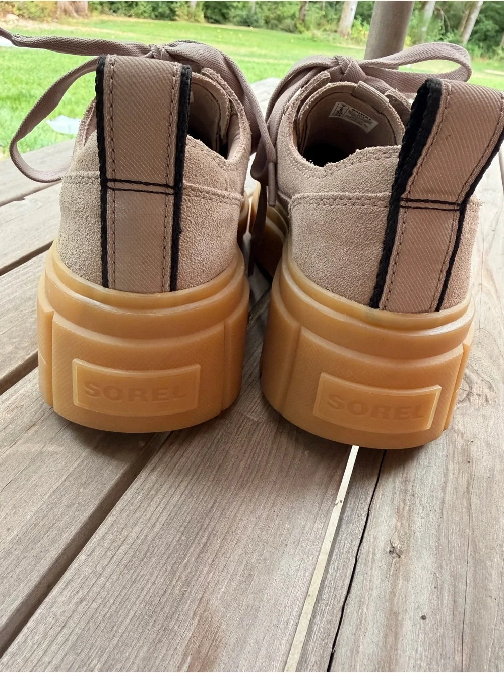 Sorel Women's Suede Sneakers in Taupe with Gum Sole
